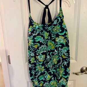 Lands' End Blue and Green Floral Tankini